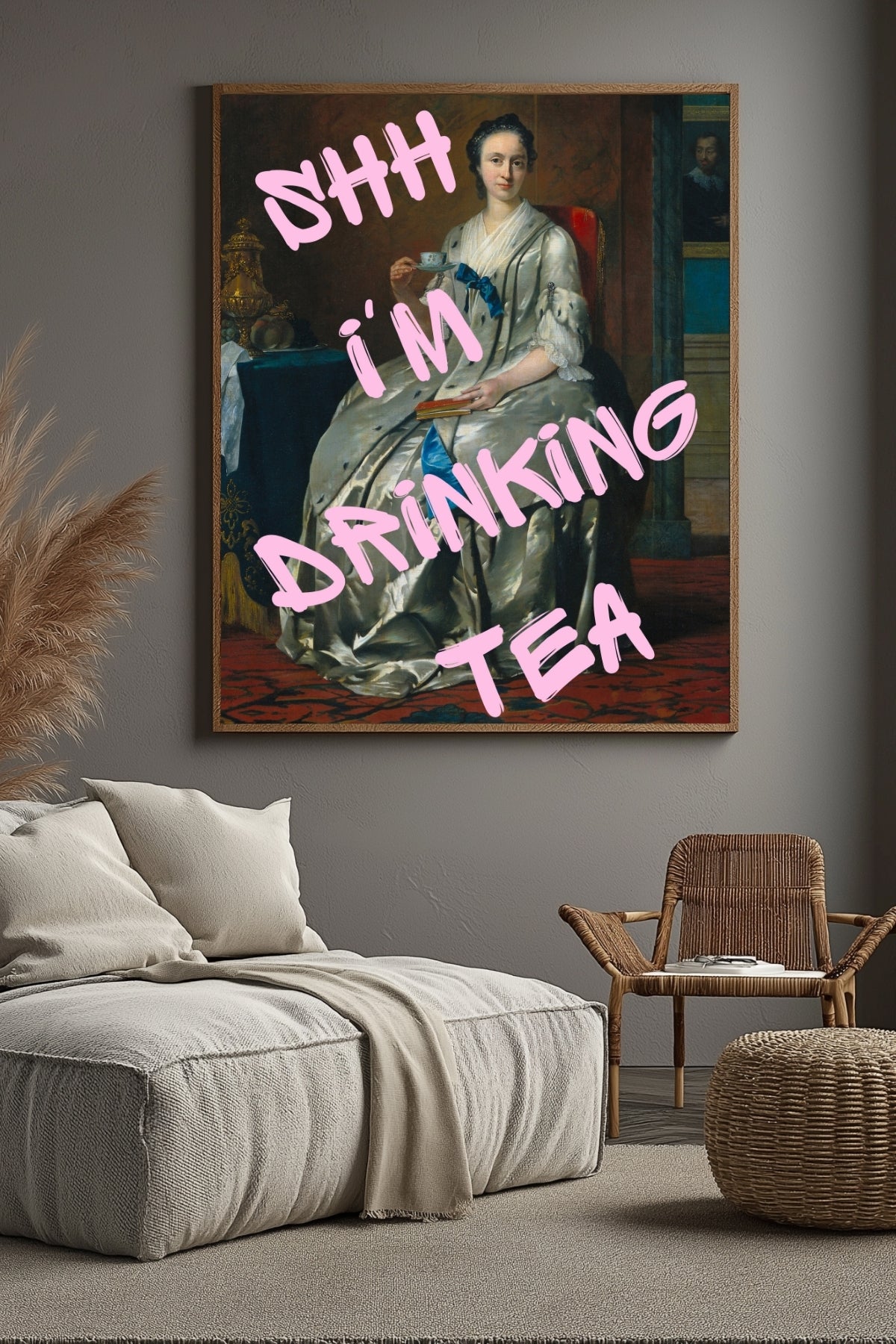 Ssh I'm Drinking Tea Wall Art Print — Cozy Tea Lover Quote Poster
