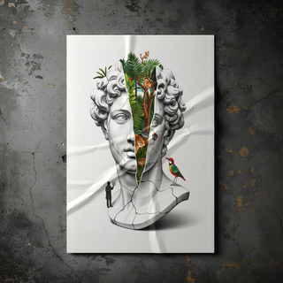 Nature Collage — Surreal Apollo Bust Wall Art Print