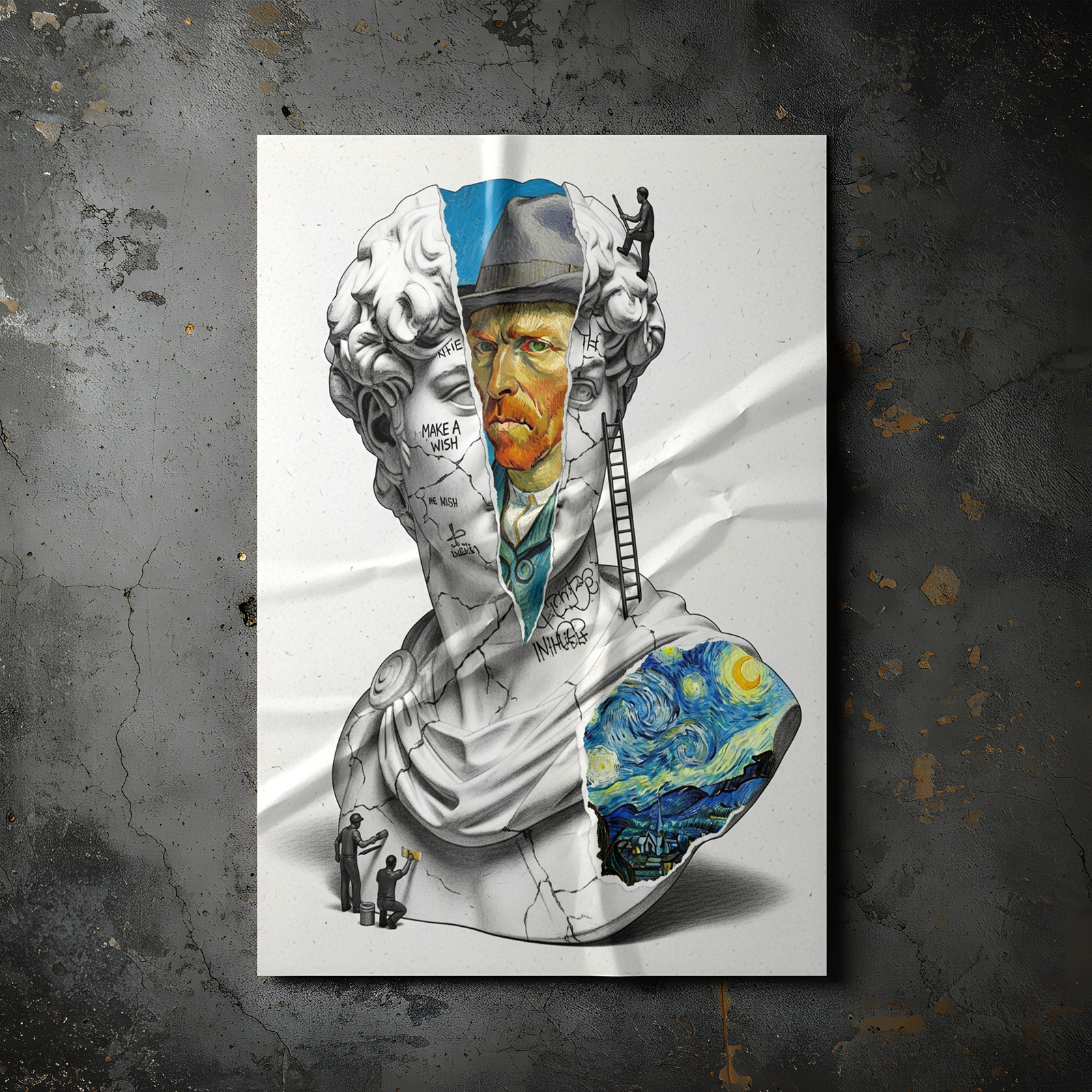Van Gogh Starry Night — Surreal Altered Art Wall Print