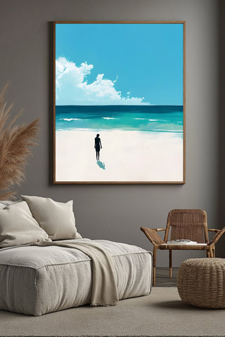 Waves Alone Wall Art Print — Peaceful Ocean Solitude Poster