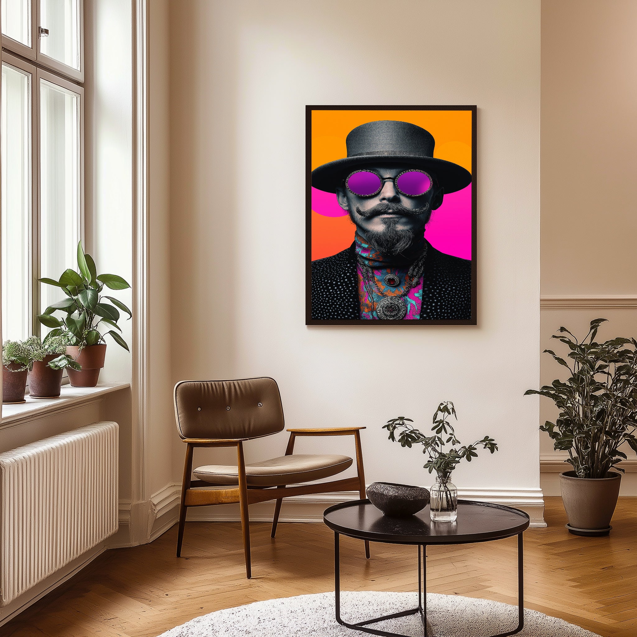 Neon Mystique Wall Art Print — Mysterious Pop Portrait Poster