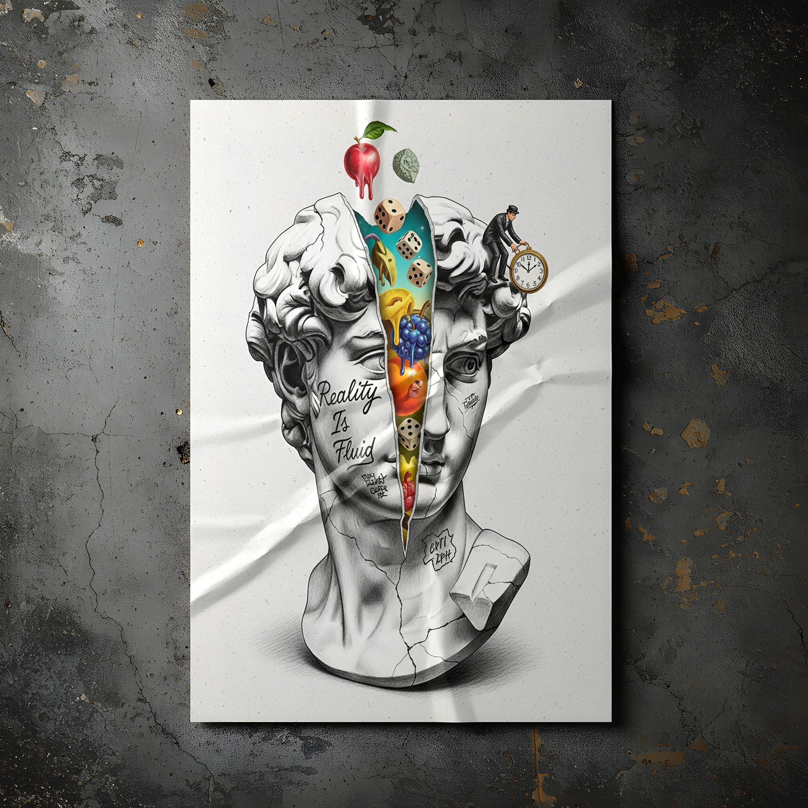 Reality is Fluid — Surreal David Bust Wall Art Print