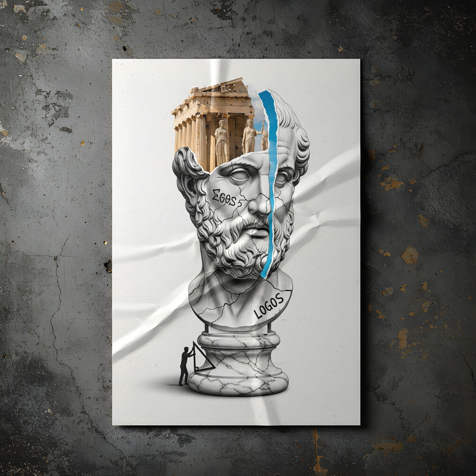 Logos Parthenon — Surreal Philosopher Bust Wall Art Print