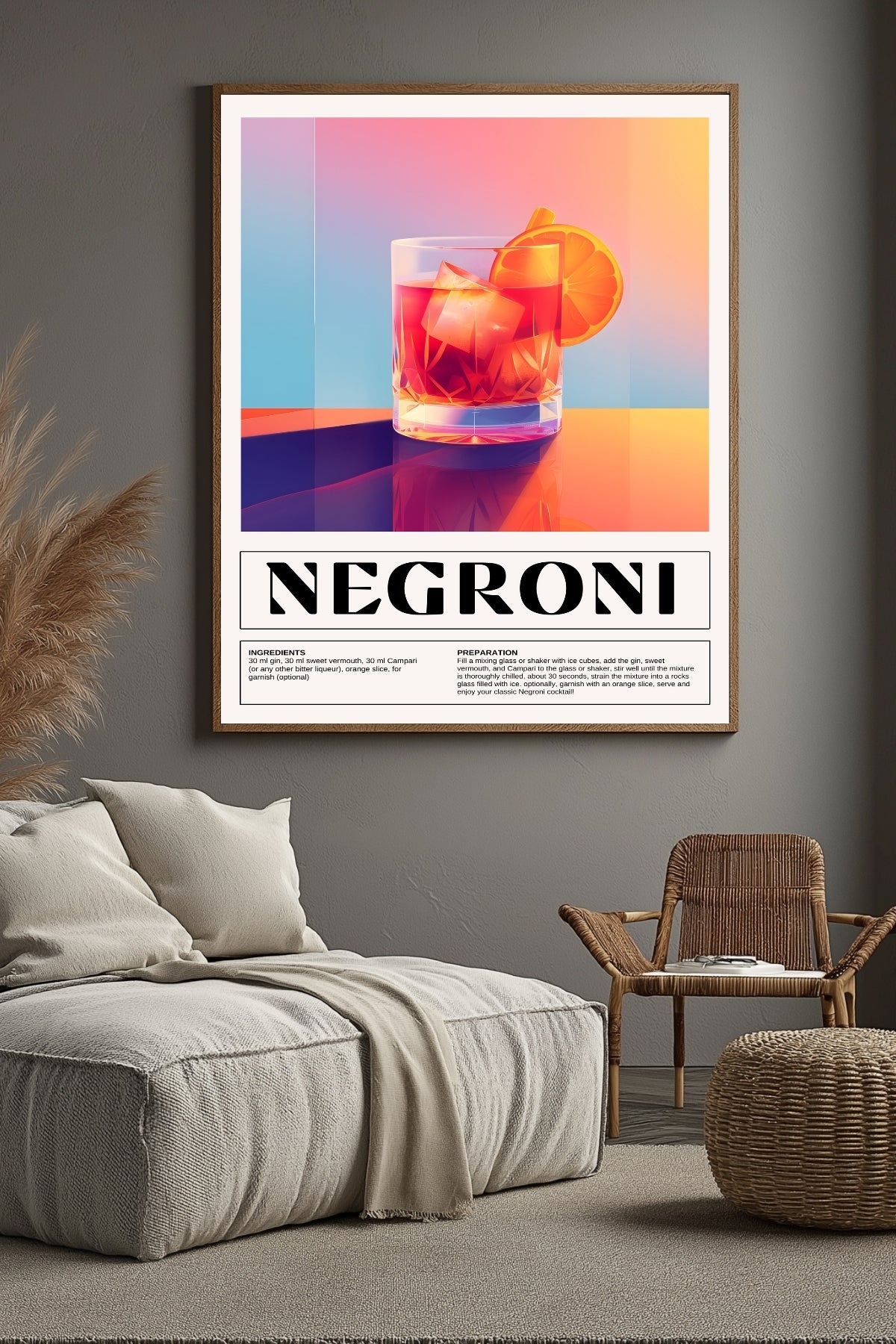 Negroni Wall Art Print — Italian Classic Cocktail Poster