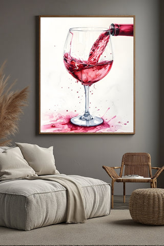 Crimson Cascade Wall Art Print — Red Hair Editorial Fashion Poster