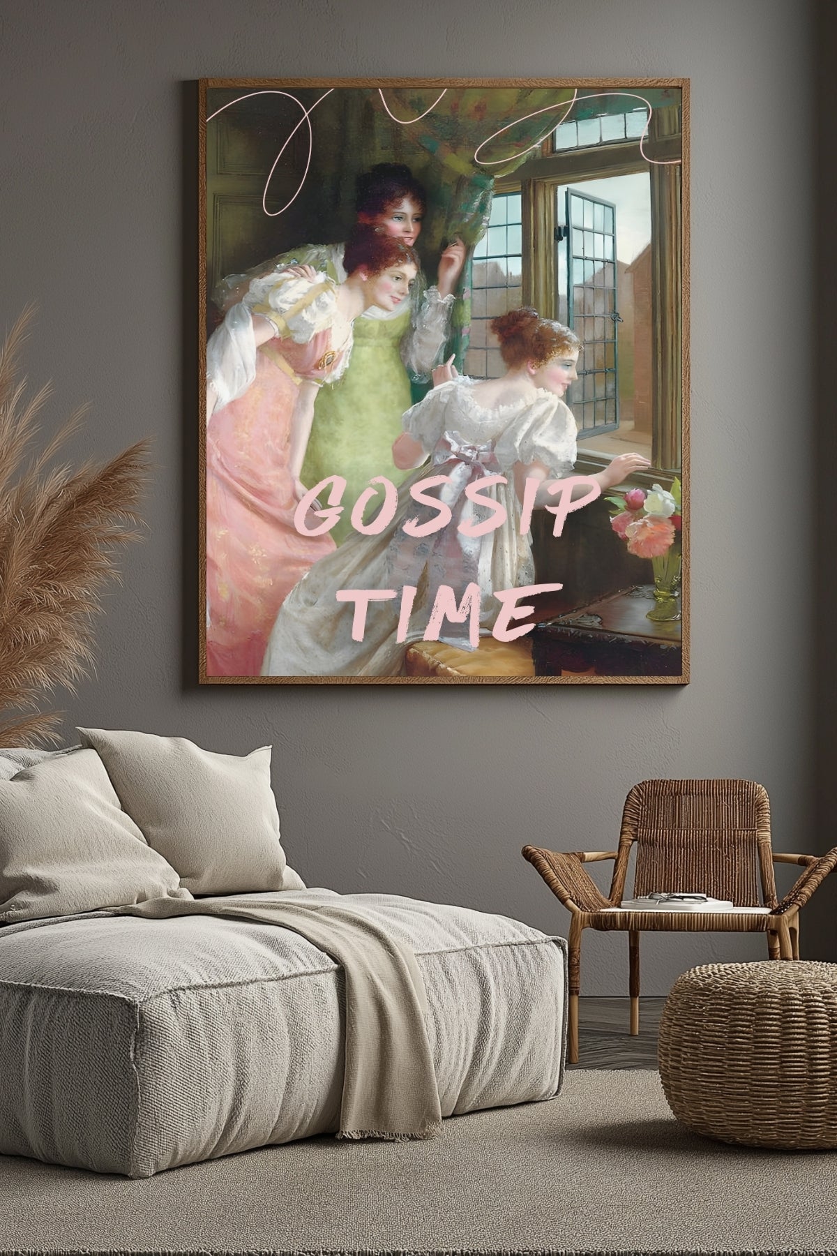 Gossip Time Wall Art Print — Playful Friends Quote Poster