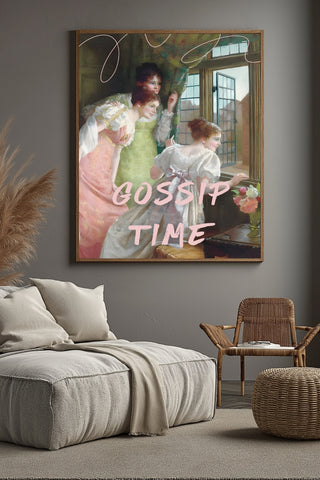Gossip Time Wall Art Print — Playful Friends Quote Poster
