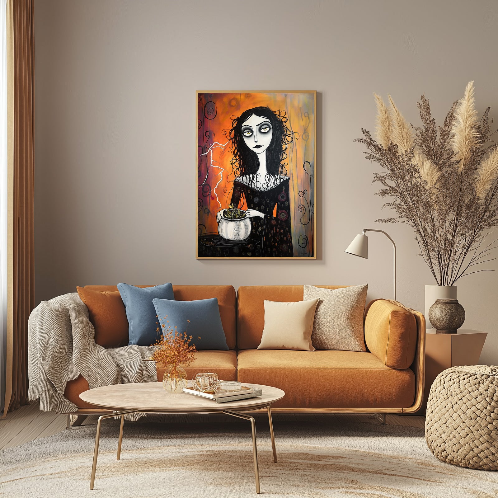 Gothic Gardener Wall Art Print — Dark Botanical Portrait Poster