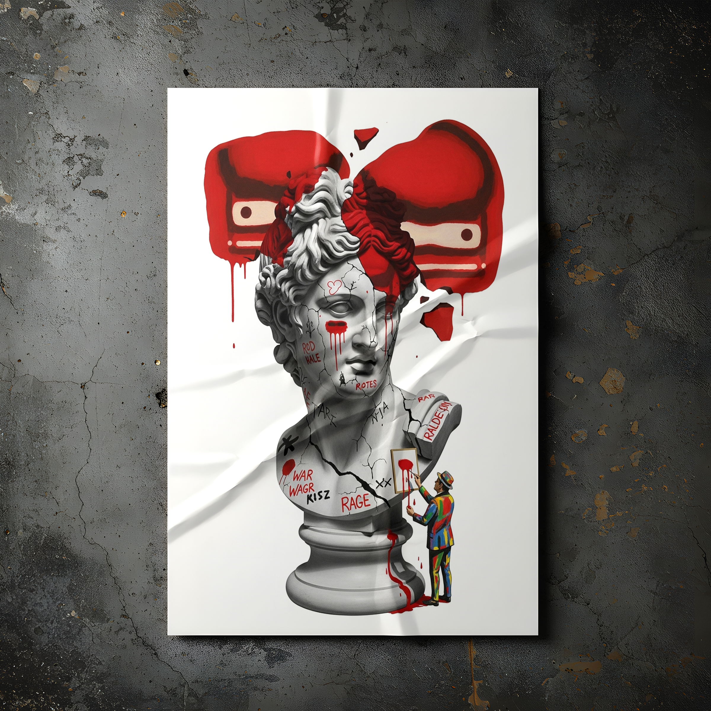 Rage Boxer — Surreal Apollo Bust Wall Art Print
