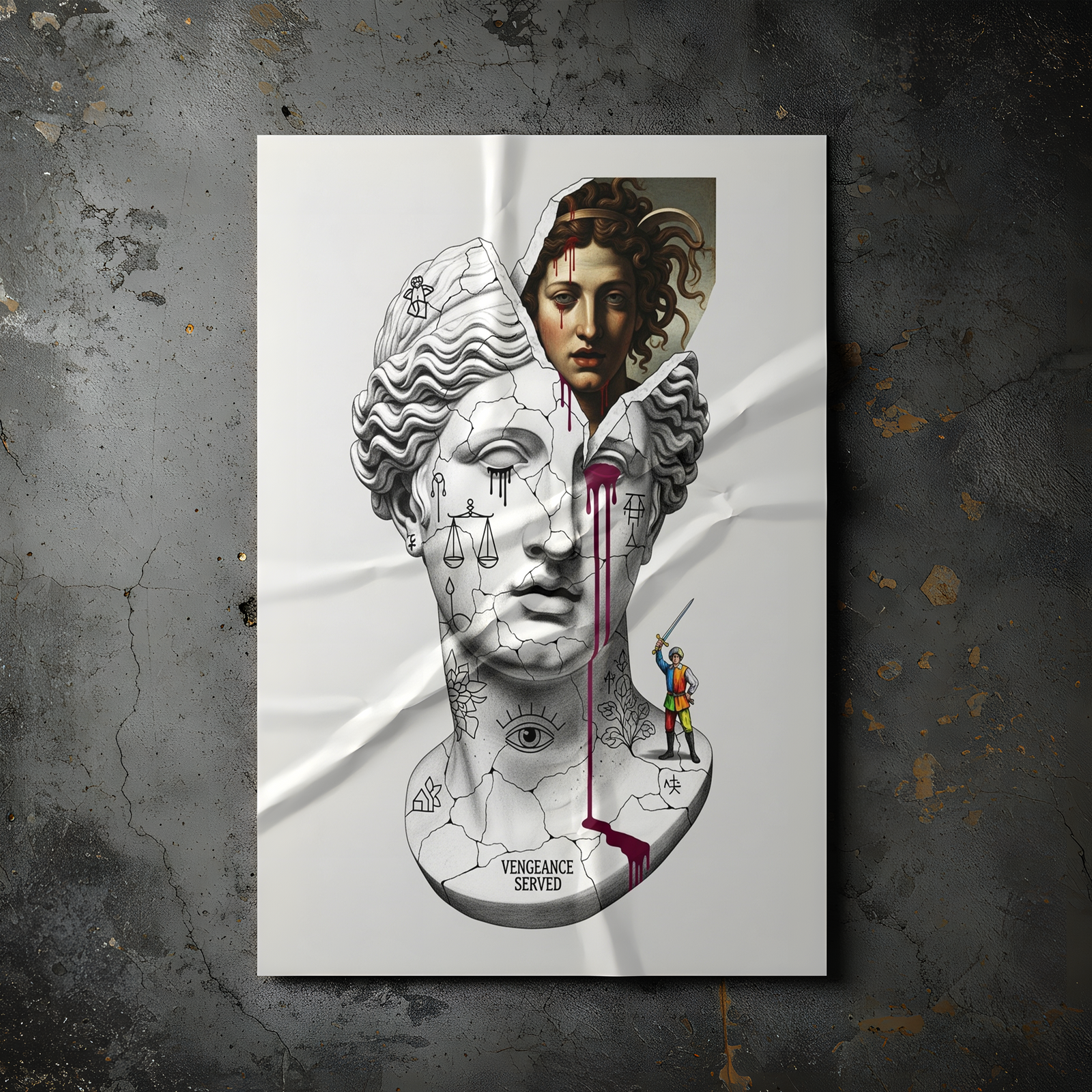 Vengeance Served Medusa V2 — Surreal Greek Mythology Wall Art Print