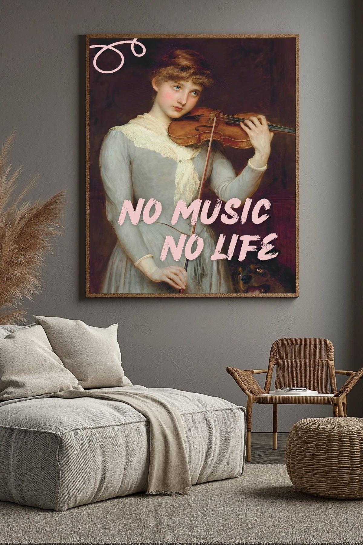No Music No Life Wall Art Print — Music Lover Quote Poster