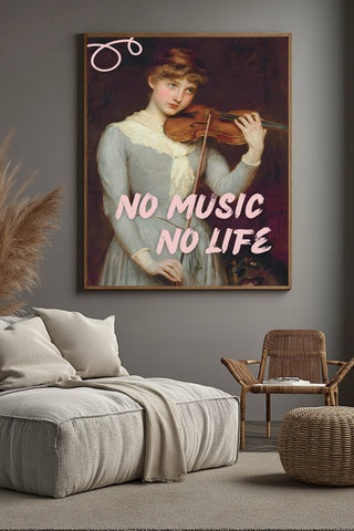 No Music No Life Wall Art Print — Music Lover Quote Poster