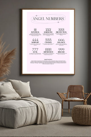Angel Numbers Wall Art Print — 111 222 333 Manifestation Poster
