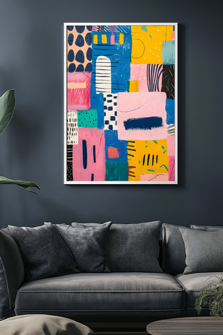 Vibrant Collage Wall Art Print — Bold Mixed Media Poster