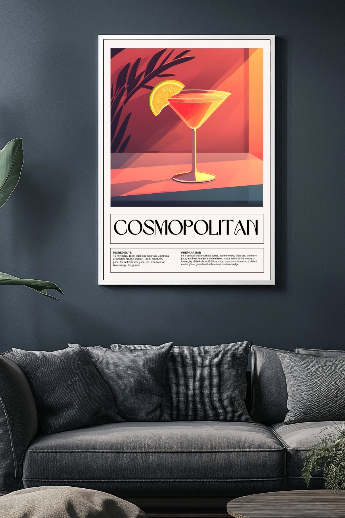 Cosmopolitan Wall Art Print — Pink Cocktail Poster