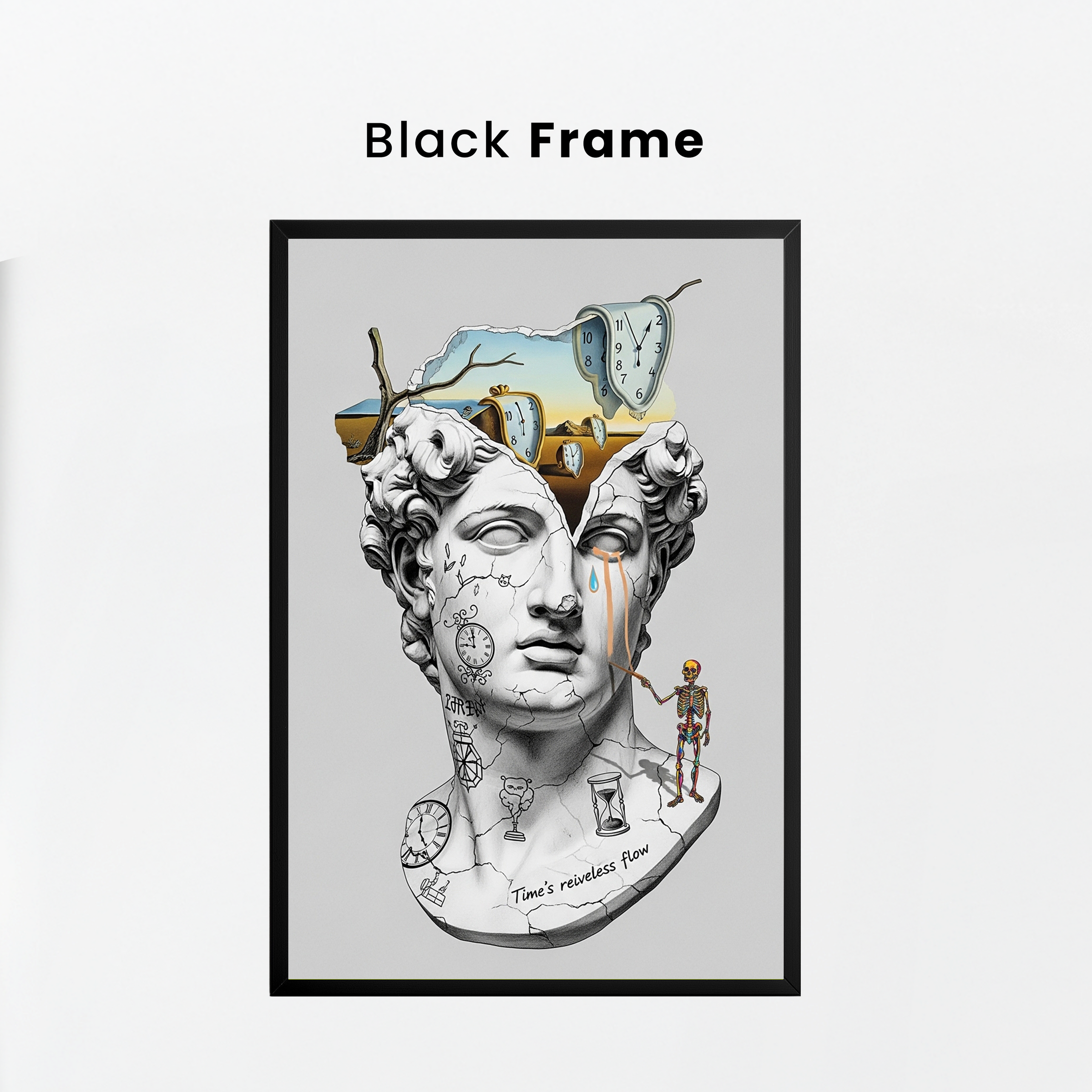 Flow of Time Dali — Surreal Melting Clocks Wall Art Print