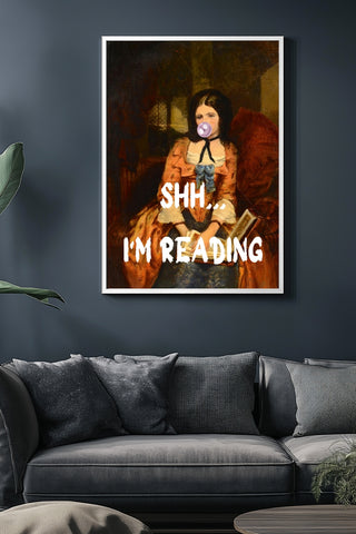She is Reading Wall Art Print — Book Lover Feminine Quote Poster