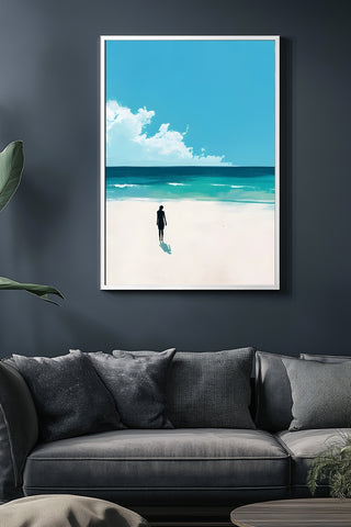 Waves Alone Wall Art Print — Peaceful Ocean Solitude Poster