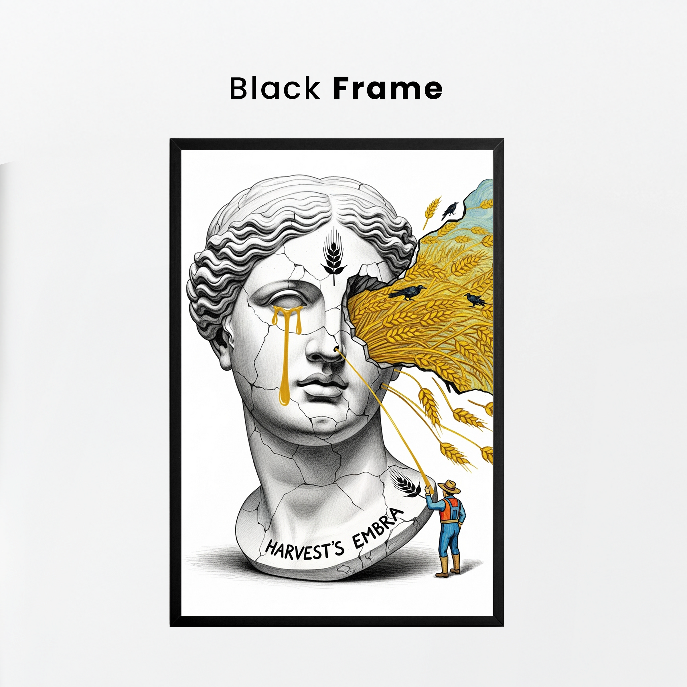 Harvest's Embrace — Surreal Demeter Bust Wall Art Print