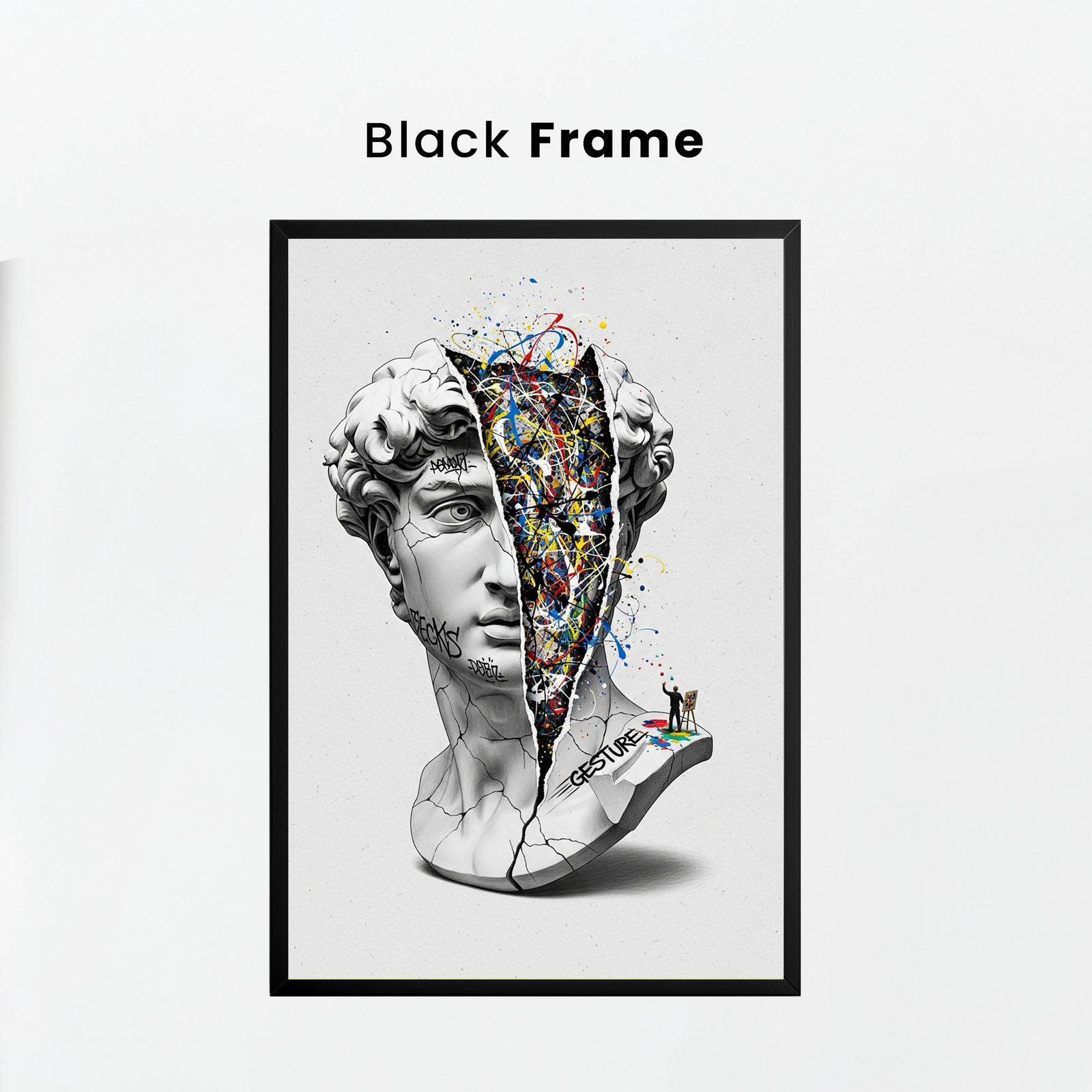 Gesture Pollock — Surreal David Bust Wall Art Print