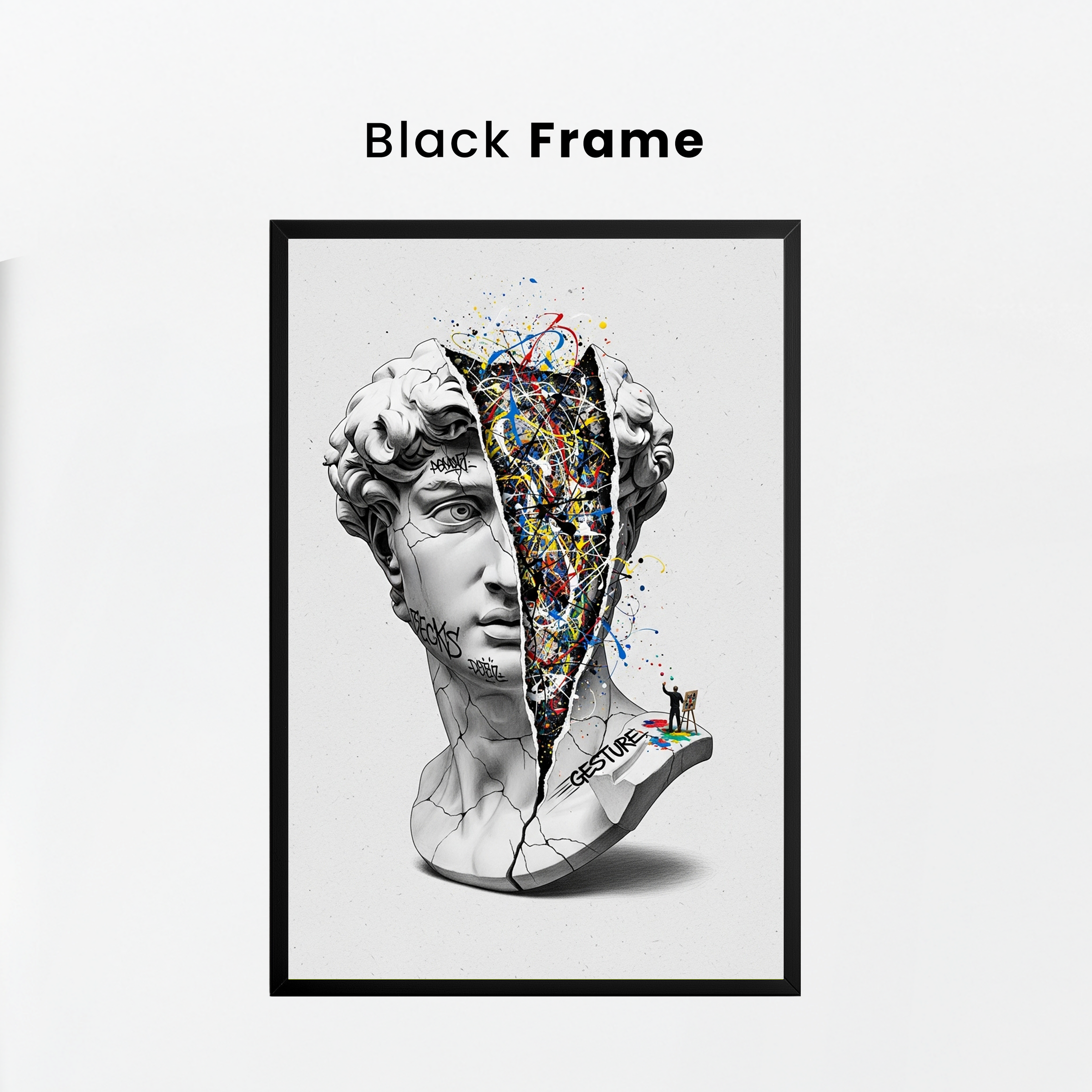 Gesture Pollock — Surreal David Bust Wall Art Print