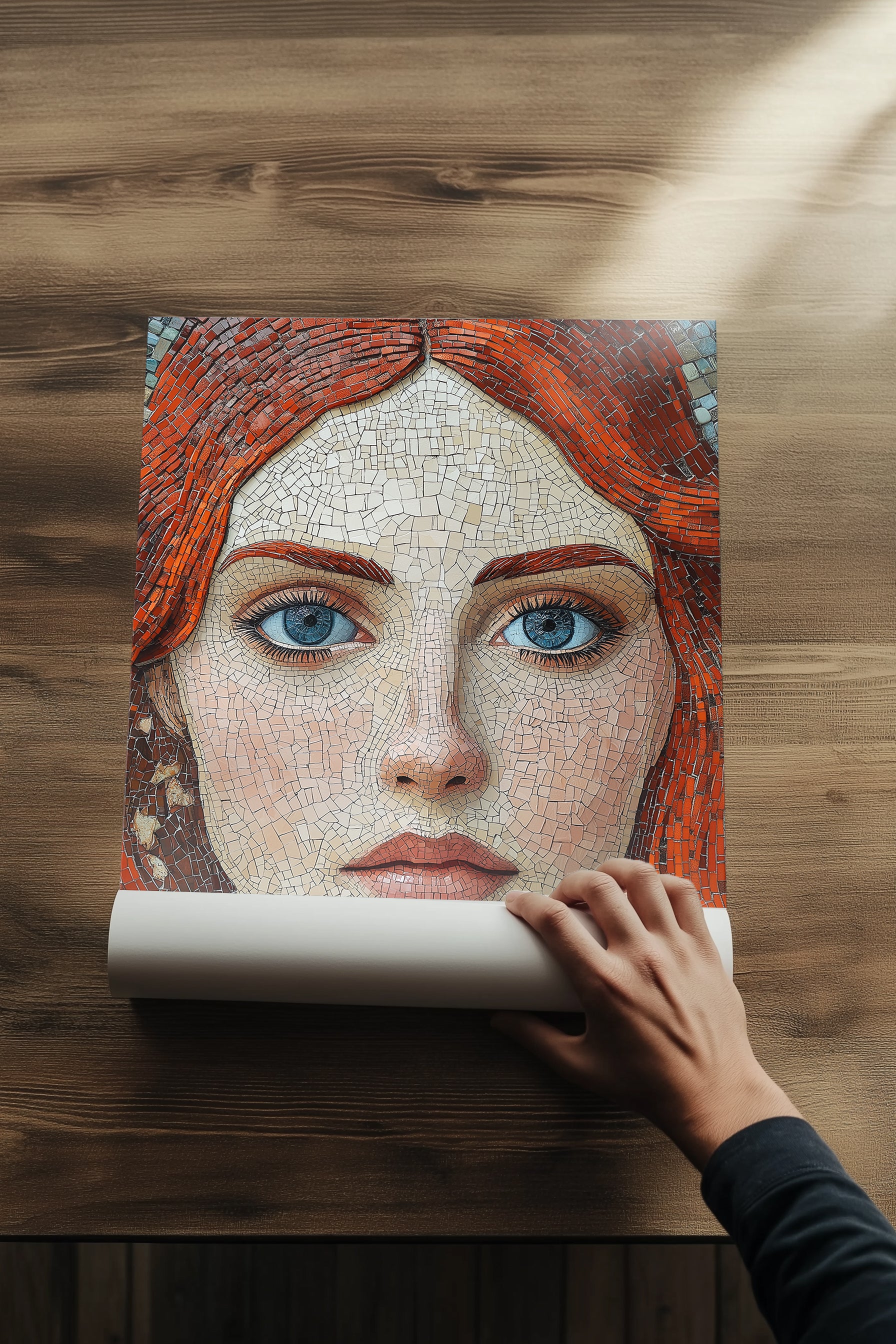 Stone and Stare Wall Art Print — Mosaic Portrait Poster