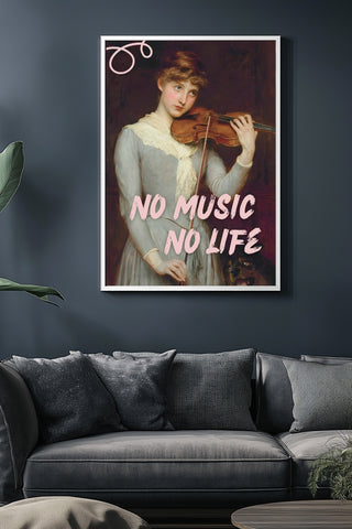 No Music No Life Wall Art Print — Music Lover Quote Poster