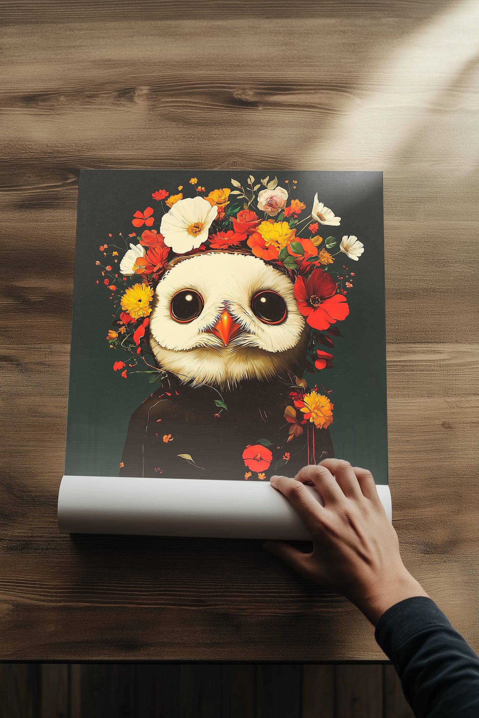 Blossom Bird Wall Art Print — Botanical Floral Bird Illustration Poster
