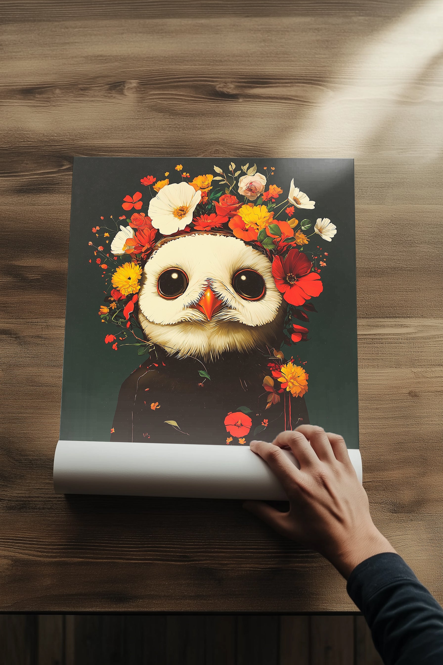 Blossom Bird Wall Art Print — Botanical Floral Bird Illustration Poster
