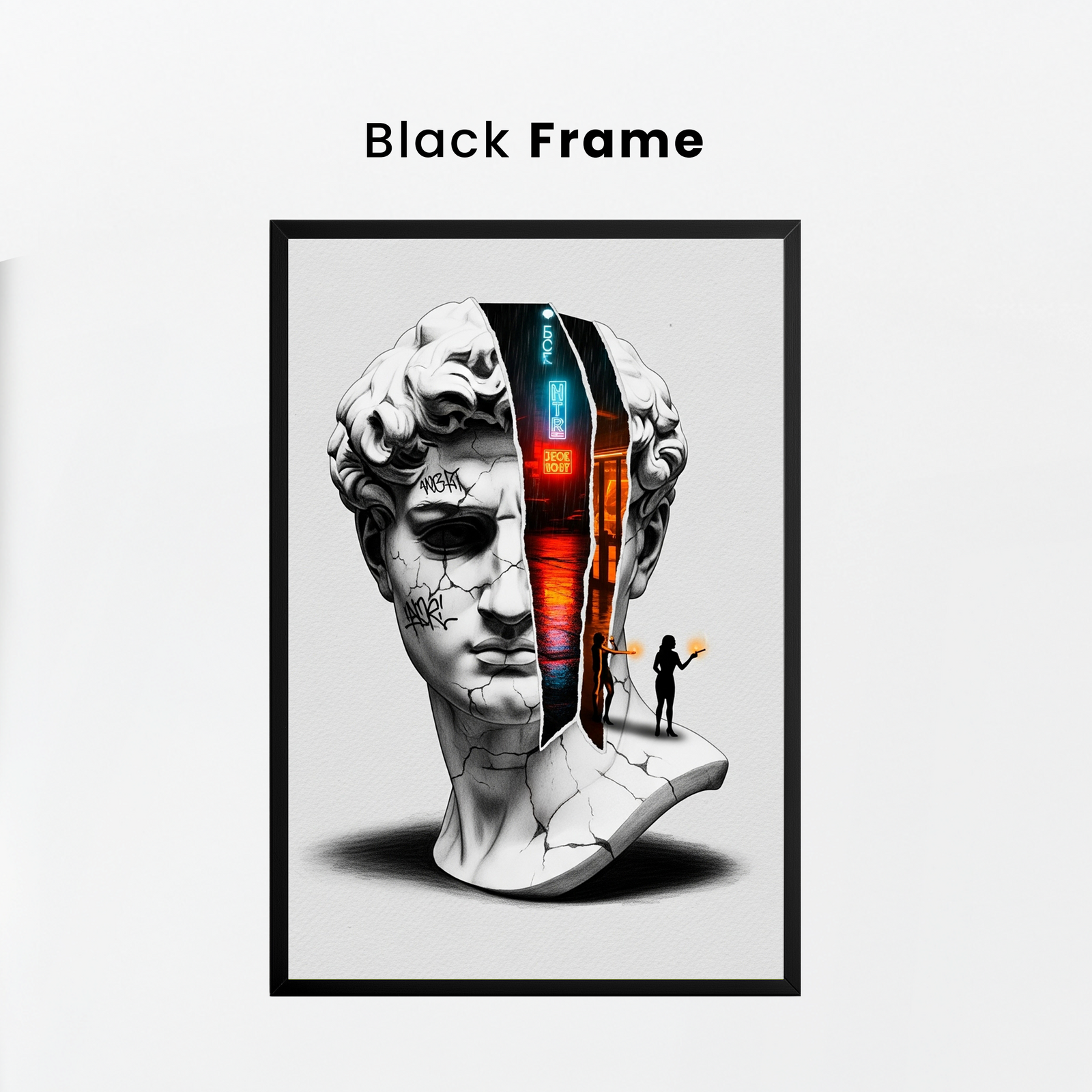 Neon Noir — Surreal David Bust Wall Art Print