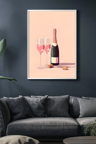 Blush & Bubbles Wall Art Print — Pink Champagne Aesthetic Poster