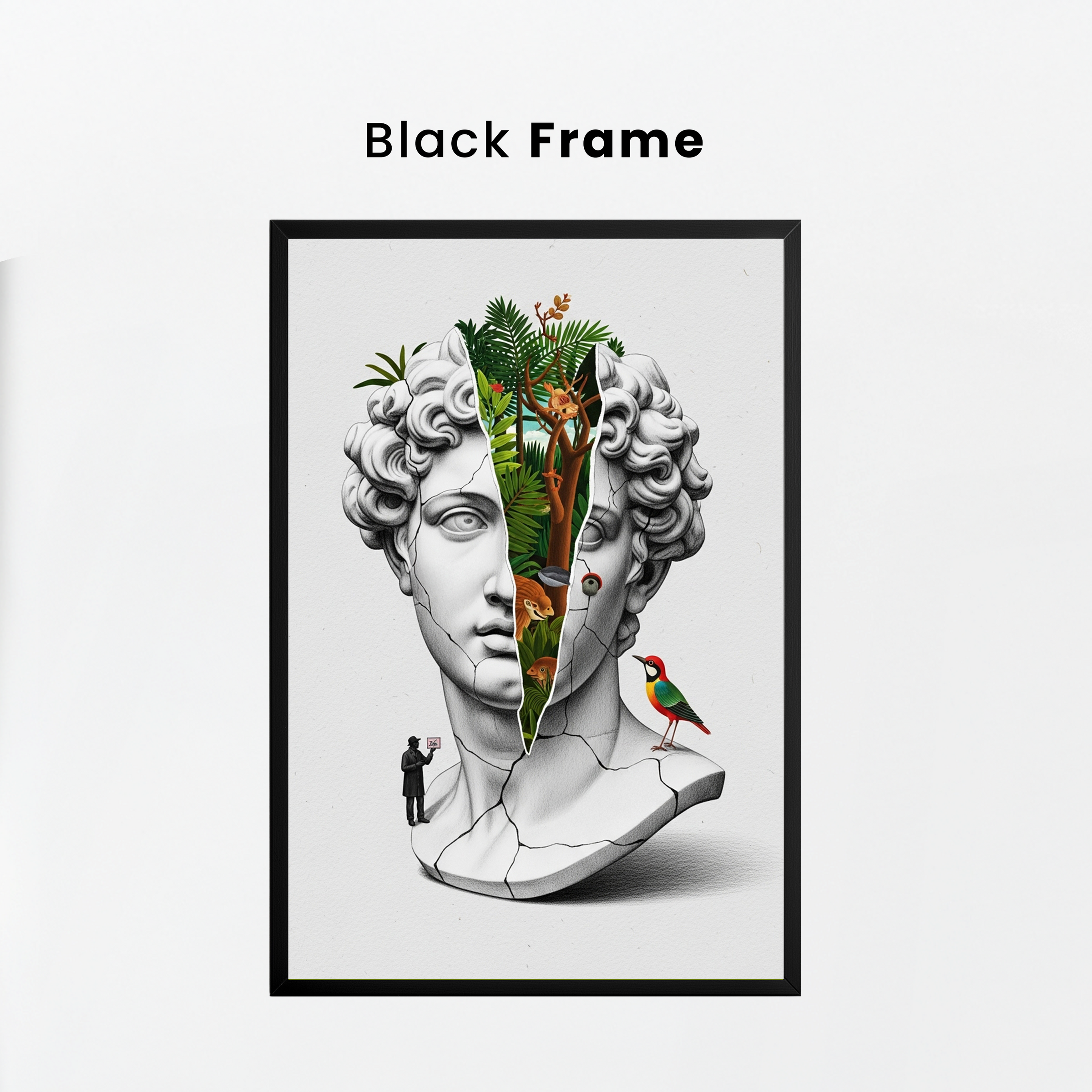 Nature Collage — Surreal Apollo Bust Wall Art Print