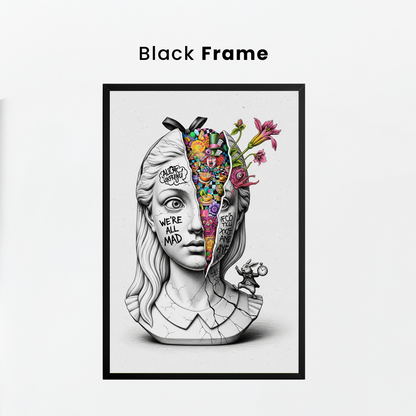 We're All Mad Here: Alice Tablo Boyutlarında ve Yüksek Kaliteli Poster