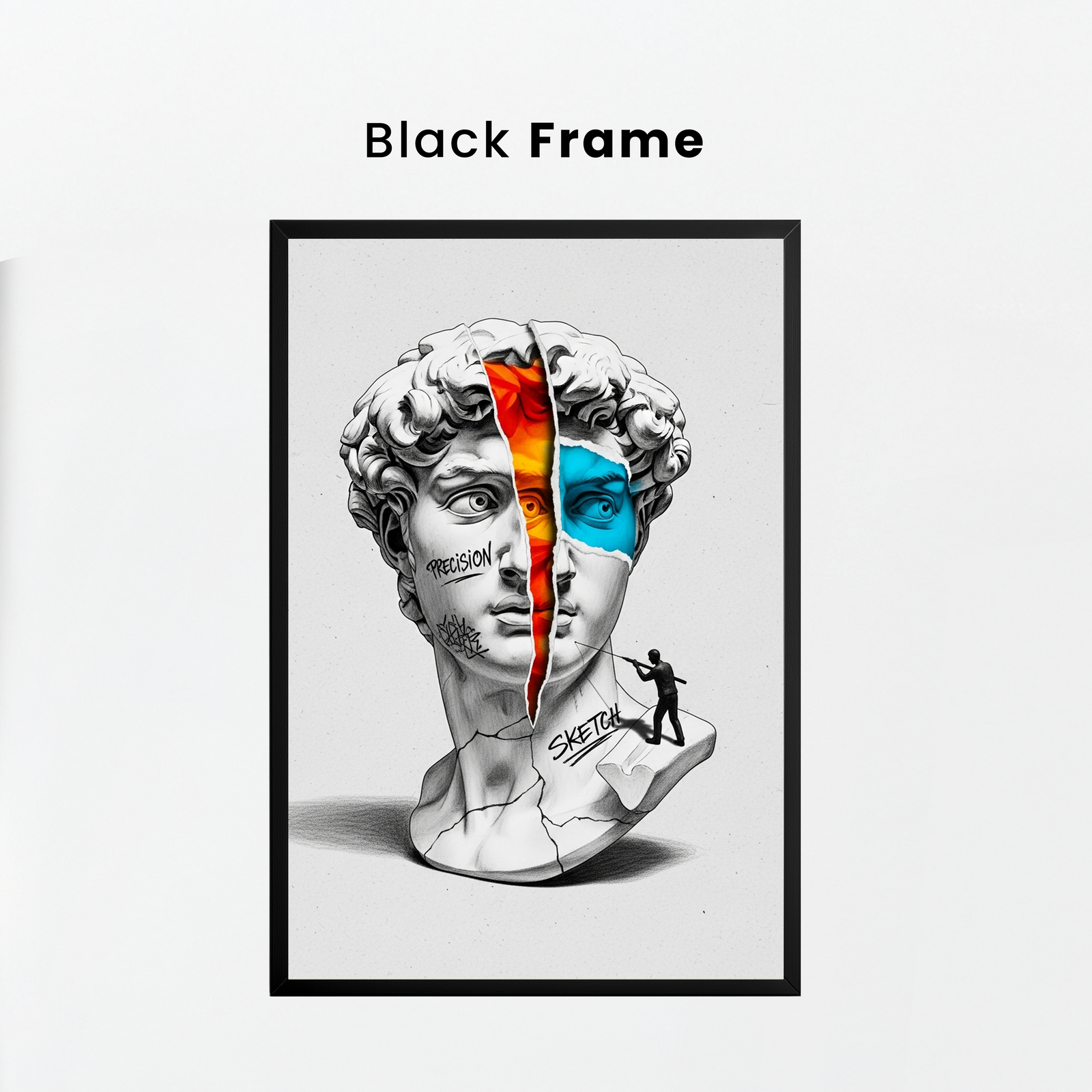 Precision & Sketch — Surreal David Bust Wall Art Print