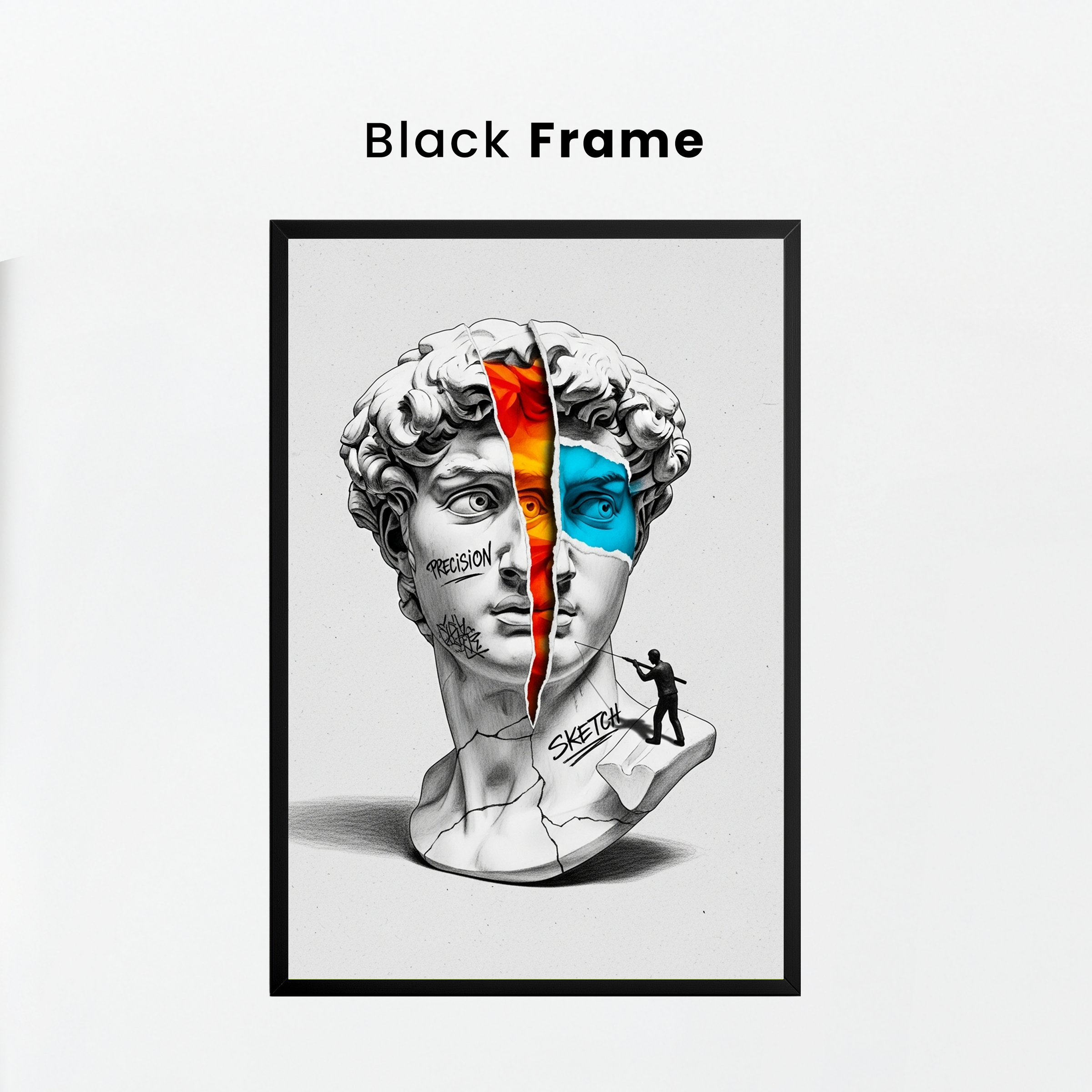 Precision & Sketch — Surreal David Bust Wall Art Print