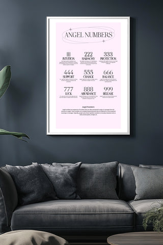 Angel Numbers Wall Art Print — 111 222 333 Manifestation Poster