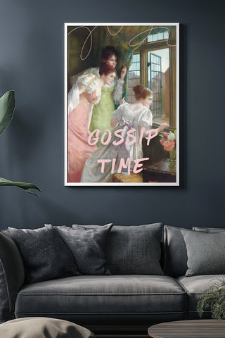 Gossip Time Wall Art Print — Playful Friends Quote Poster