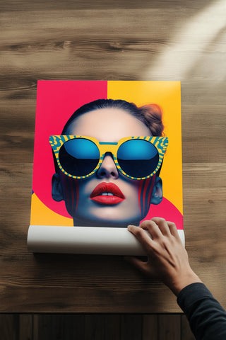 Electric Elegance Wall Art Print — Bold Pop Portrait Poster