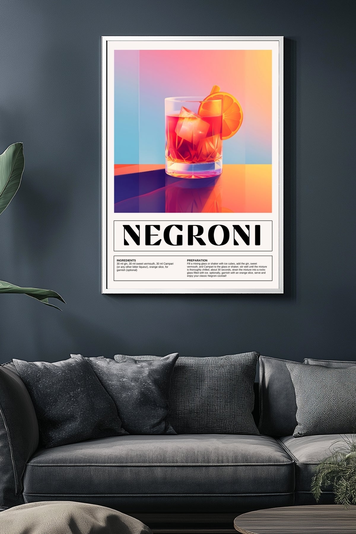 Negroni Wall Art Print — Italian Classic Cocktail Poster