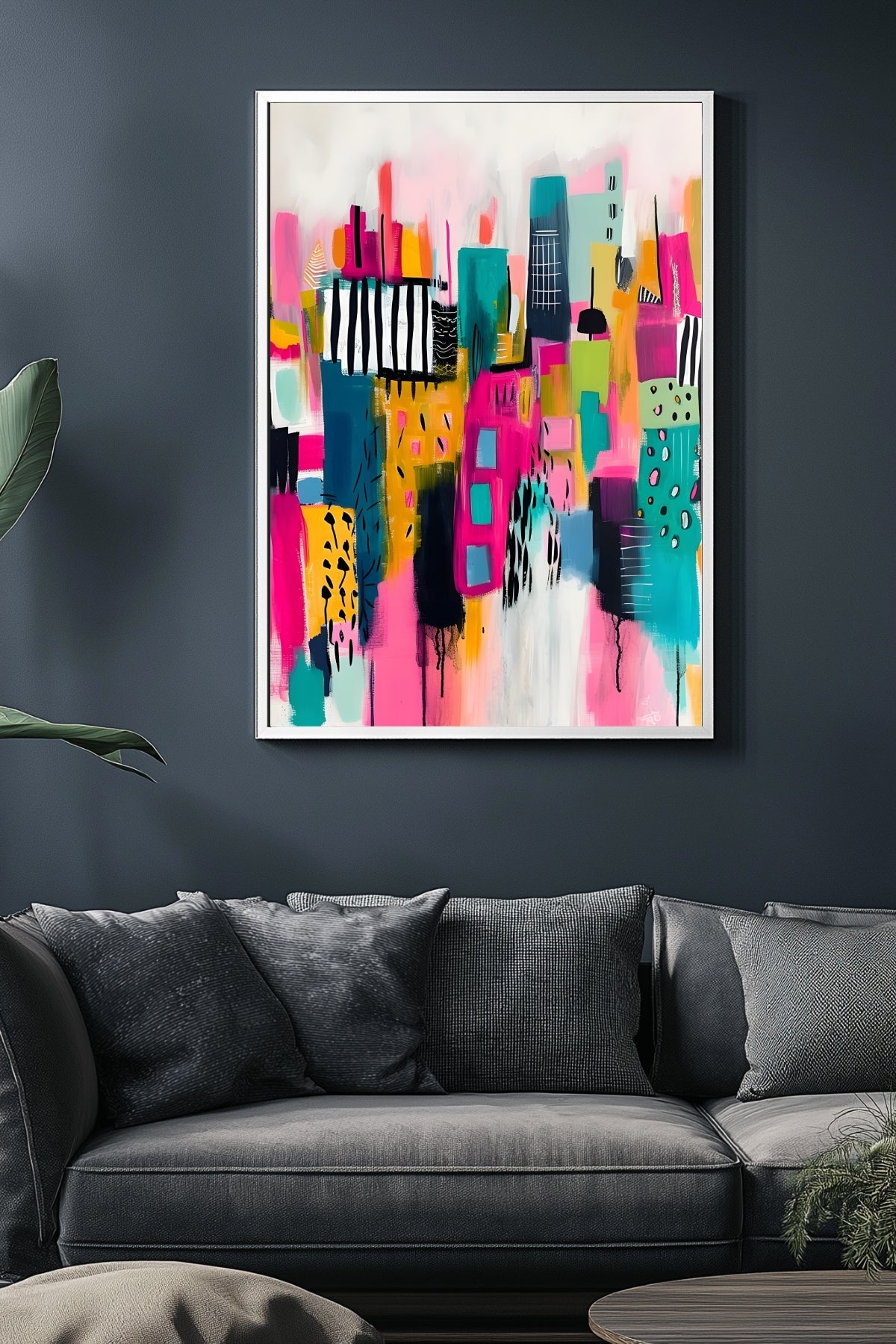 Neon Cityscape Wall Art Print — Urban Skyline Poster