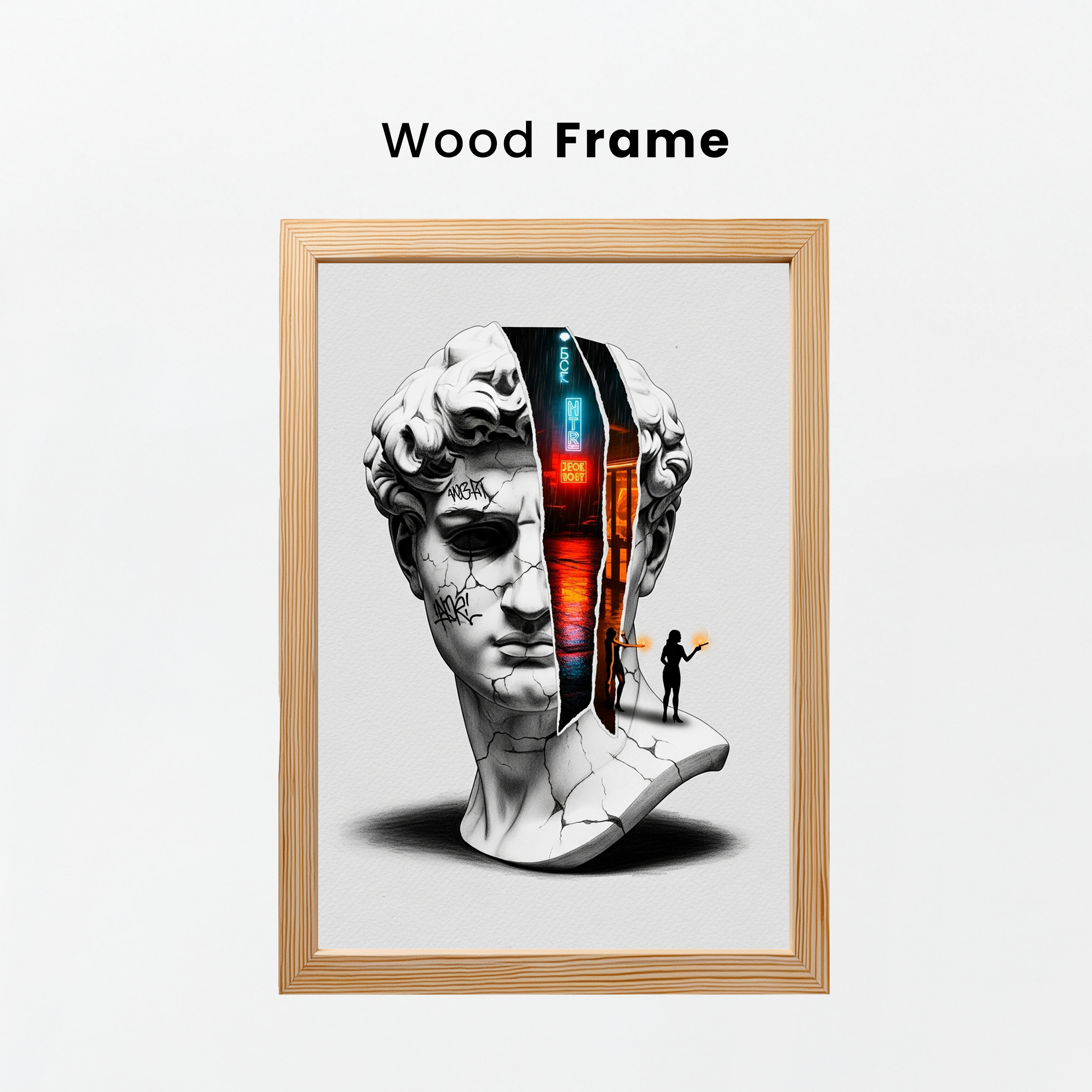 Neon Noir — Surreal David Bust Wall Art Print