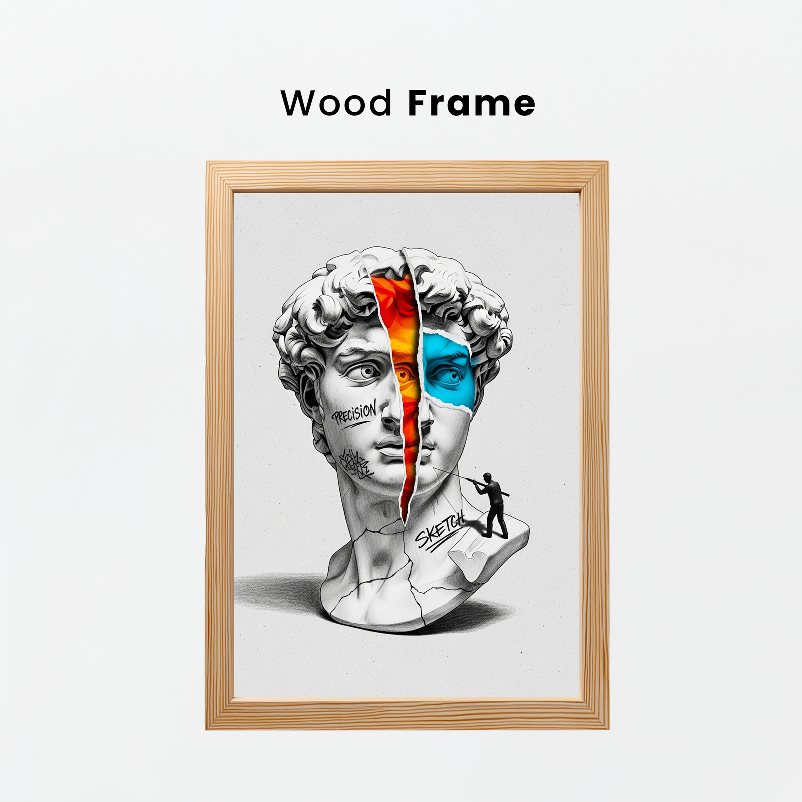 Precision & Sketch — Surreal David Bust Wall Art Print