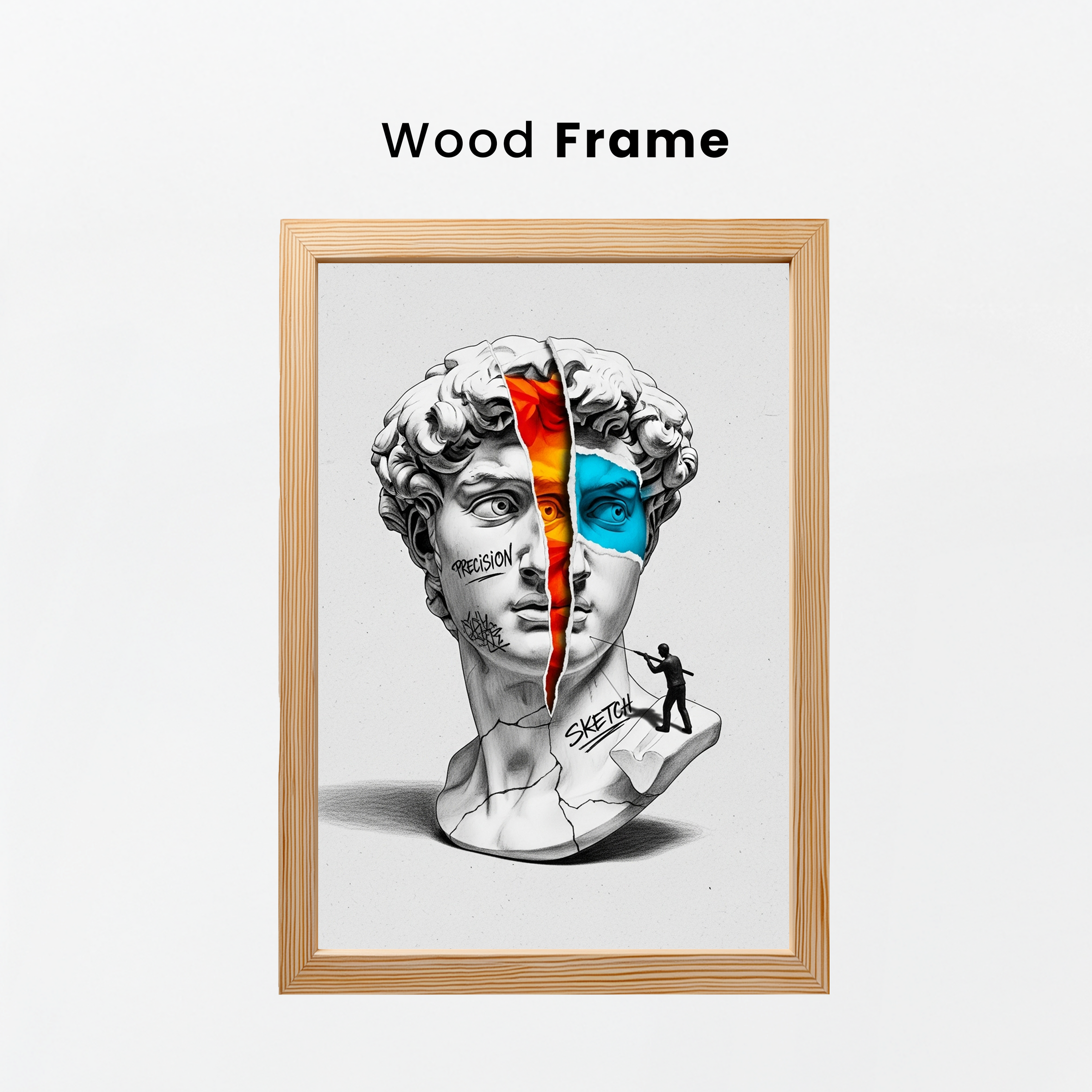 Precision & Sketch — Surreal David Bust Wall Art Print