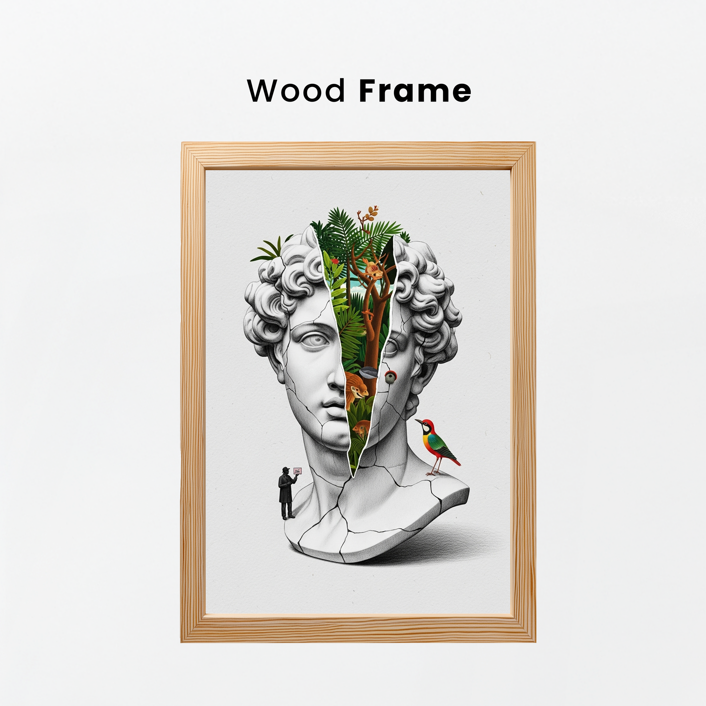 Nature Collage — Surreal Apollo Bust Wall Art Print