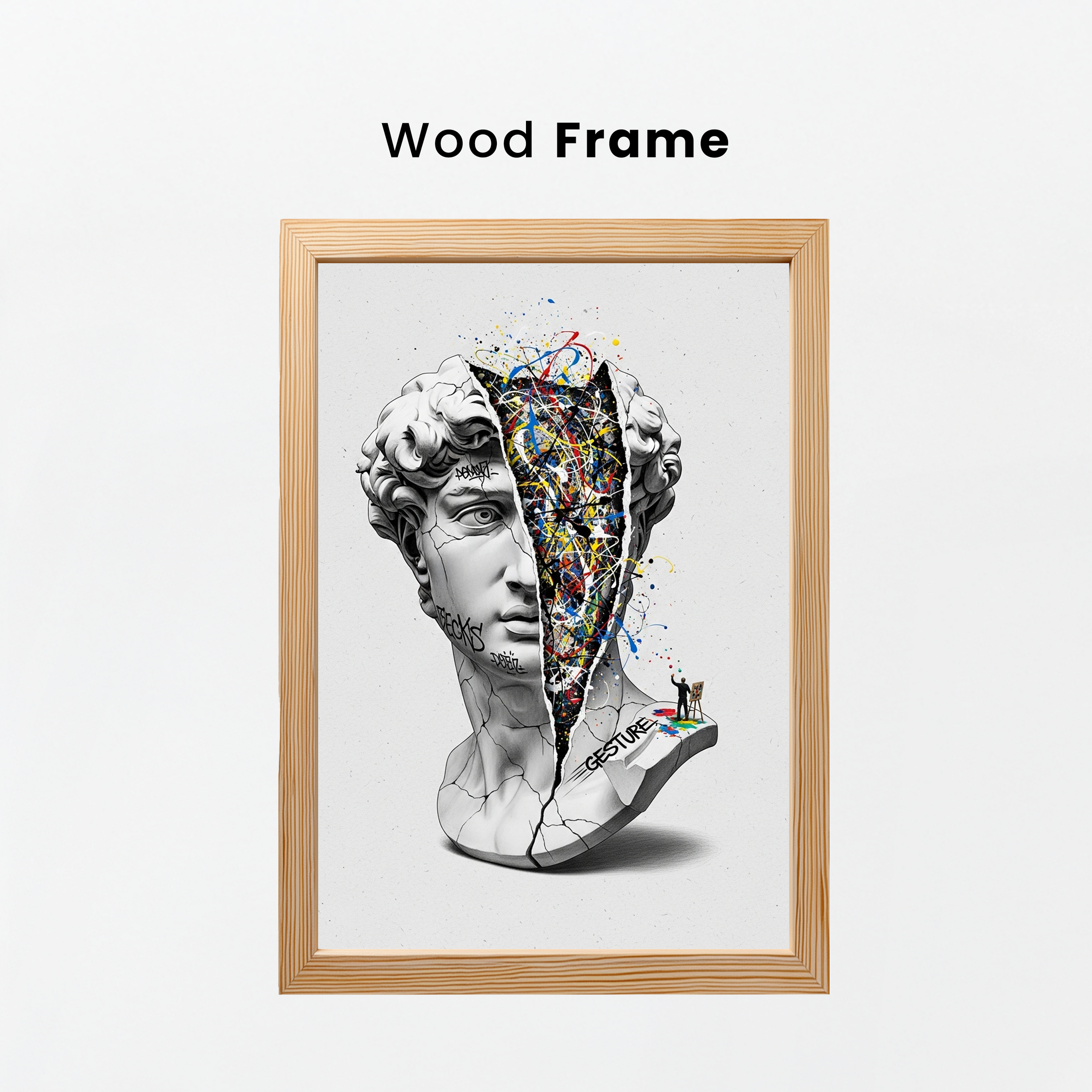 Gesture Pollock — Surreal David Bust Wall Art Print