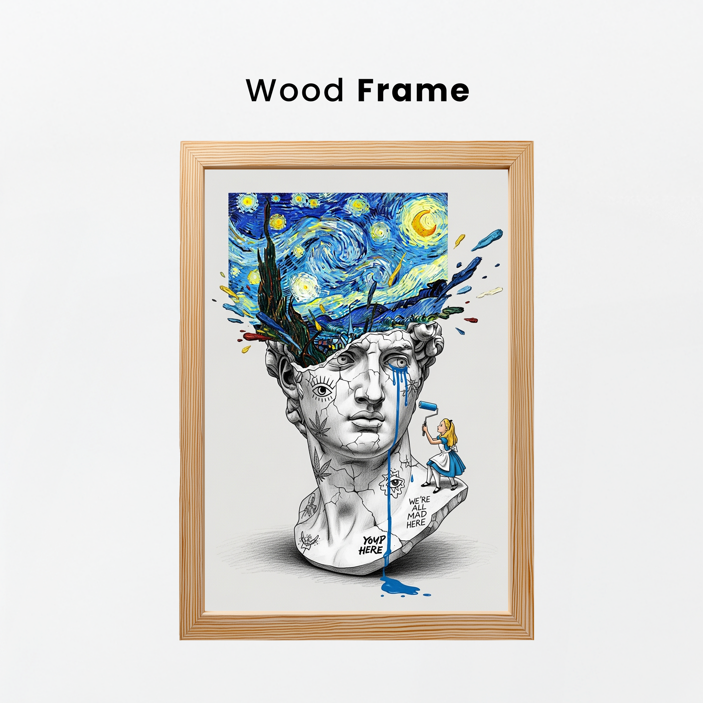 We're All Mad Here Van Gogh — Surreal Self-Portrait Wall Art Print