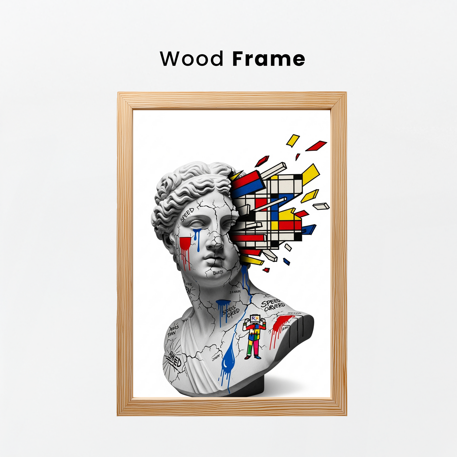 Mondrian Explosion — Surreal Venus Bust Wall Art Print