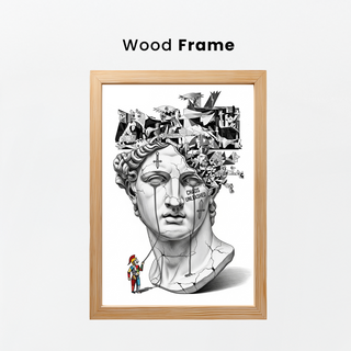Chaos Unleashed — Surreal David Bust Meets Picasso's Guernica Wall Art Print