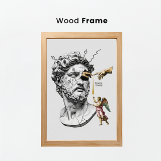 Power Divine — Zeus Meets Michelangelo's Creation of Adam Wall Art Print