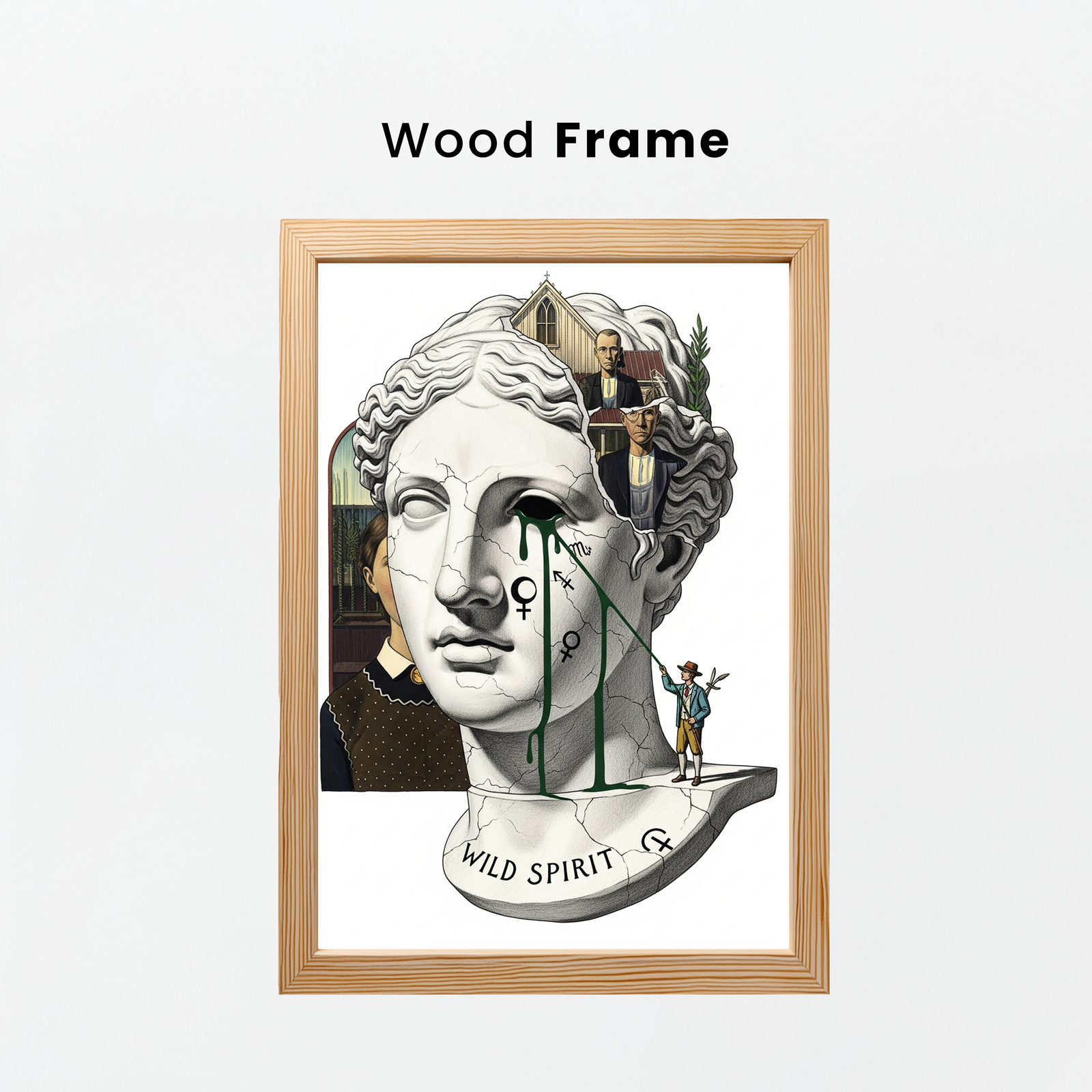 Wild Spirit American Gothic — Surreal Grant Wood Wall Art Print